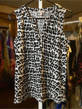 Eliane Rose Black & White Leopard Print Sleeveless Tank
